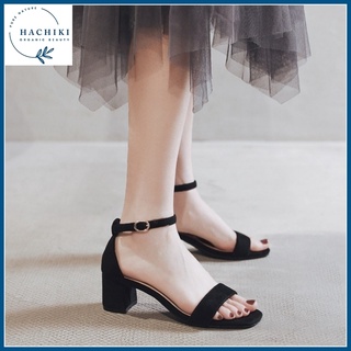 Sandal cao gót nữ 5p đế vuông quai quai ngang tinh tế thời trang cao cấp HACHIKI