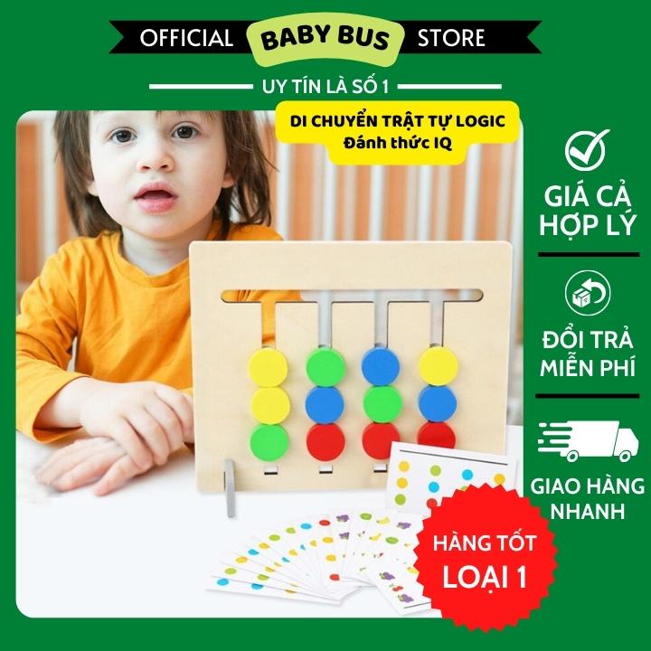 Đồ chơi gỗ di chuyển ghép trật tự theo thẻ - Luyện tư duy logic cho bé