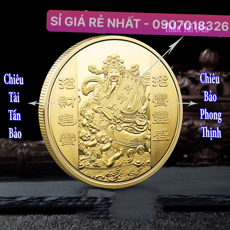 Móc khóa Đồng Tiền Xu Hình Thần Tài Khai Lộc - Cá Chép Phong Thuỷ May Mắn