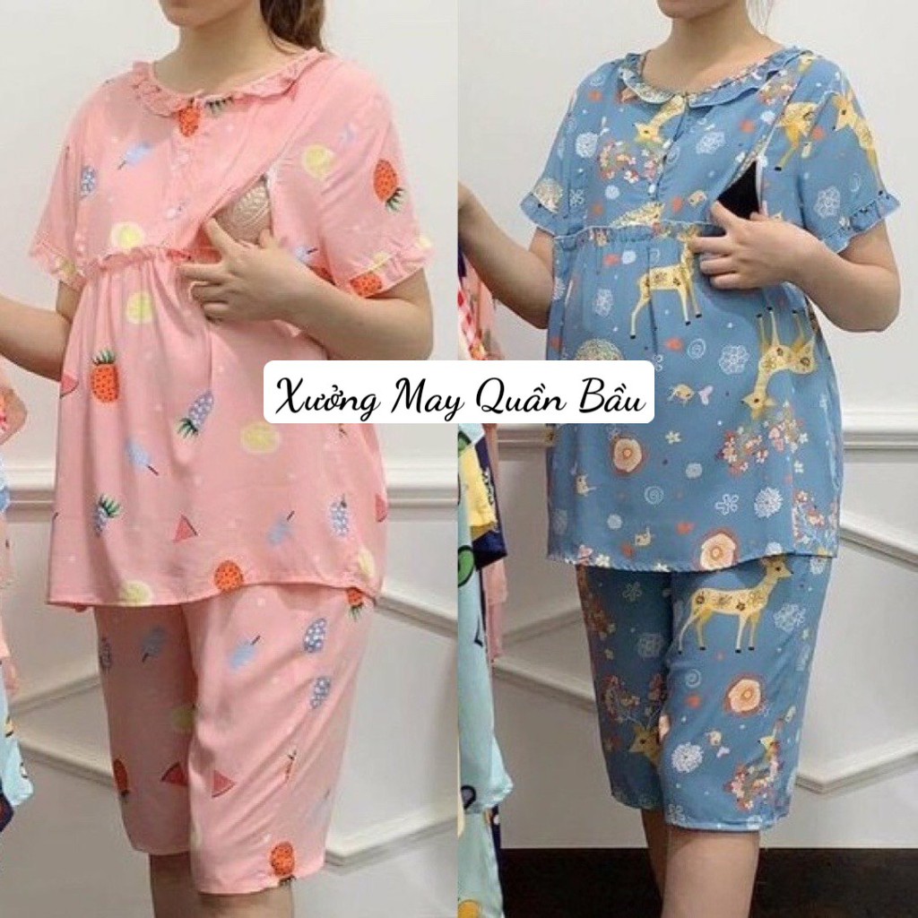 Bộ đồ bầu LỬNG chất Lanh mềm mát có khóa cho con ti mặc bầu và sau sinh BL836