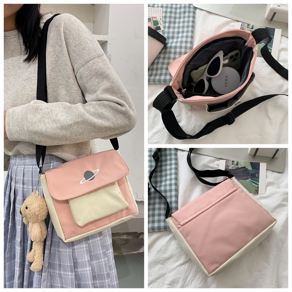 Túi đeo chéo nam nữ đi chơi phong cách Ulzzang Hàn Quốc thêu hành tinh
