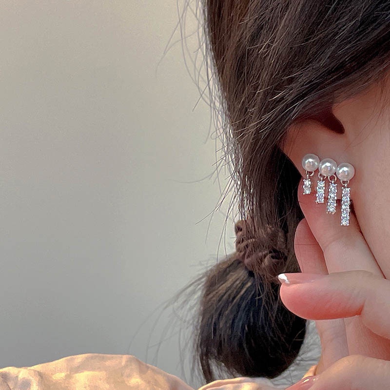 Bông Tai Mạ Bạc 2022 Liu Shishi Đính Ngọc Trai Sang Trọng