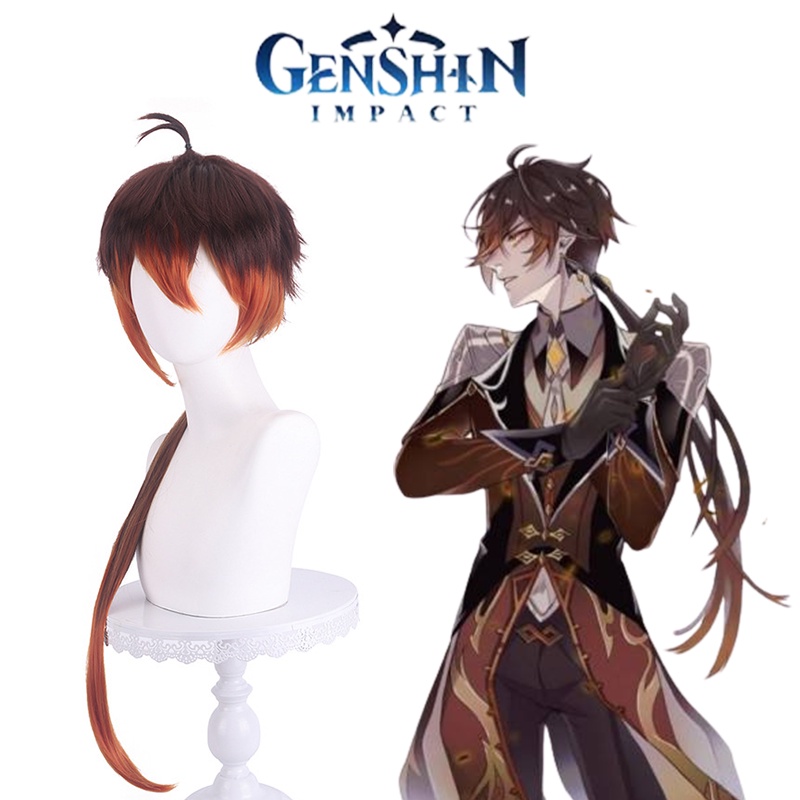 Tóc Giả Hóa Trang 90cm Genshin Va Chạm Zhongli Cho Lễ Hội Halloween