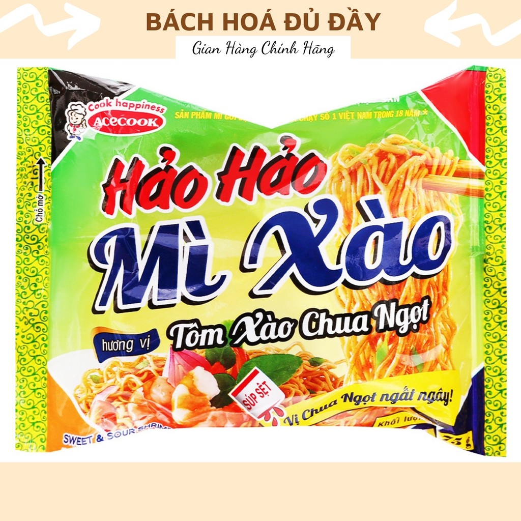 Mì gói các loại bao gồm Hảo Hảo, Gấu Đỏ, Omachi, Đệ Nhất, Miliket, 3 miền, Lẩu Thái, Cung Đình, mì chay Rau Nấm