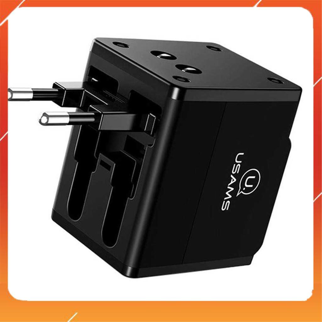 Adapter củ cóc sạc đa năng USAMS T2 TRAVEL hỗ trợ mọi ổ cắm mọi quốc gia trên thế giới - Hàng chính hãng