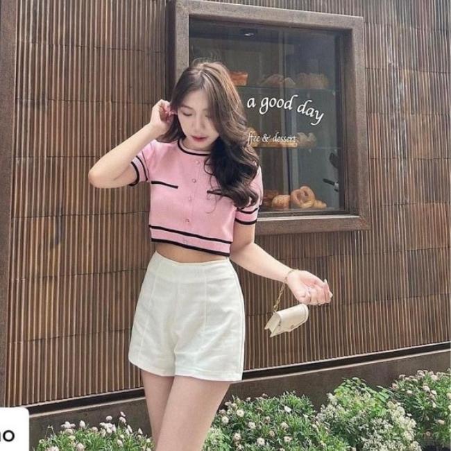Quần short nữ ống rộng cạp liền, quần short ống loe cạp cao khoá sau vải tuyết mưa cao cấp - Mia Shore M611