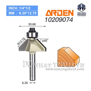 Mũi Router Arden Vát 45 Độ 12.7 mm Cốt 6.35 mm