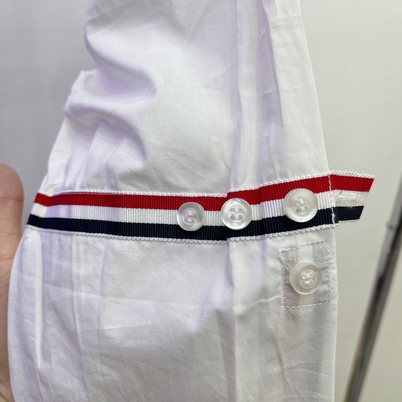 ⚡️[Mirror Quality] - Áo Sơ Mi THOM BROWN CLASSIC ICONIC STRAPS White Cao Cấp, Áo sơ mi TB chất cotton
