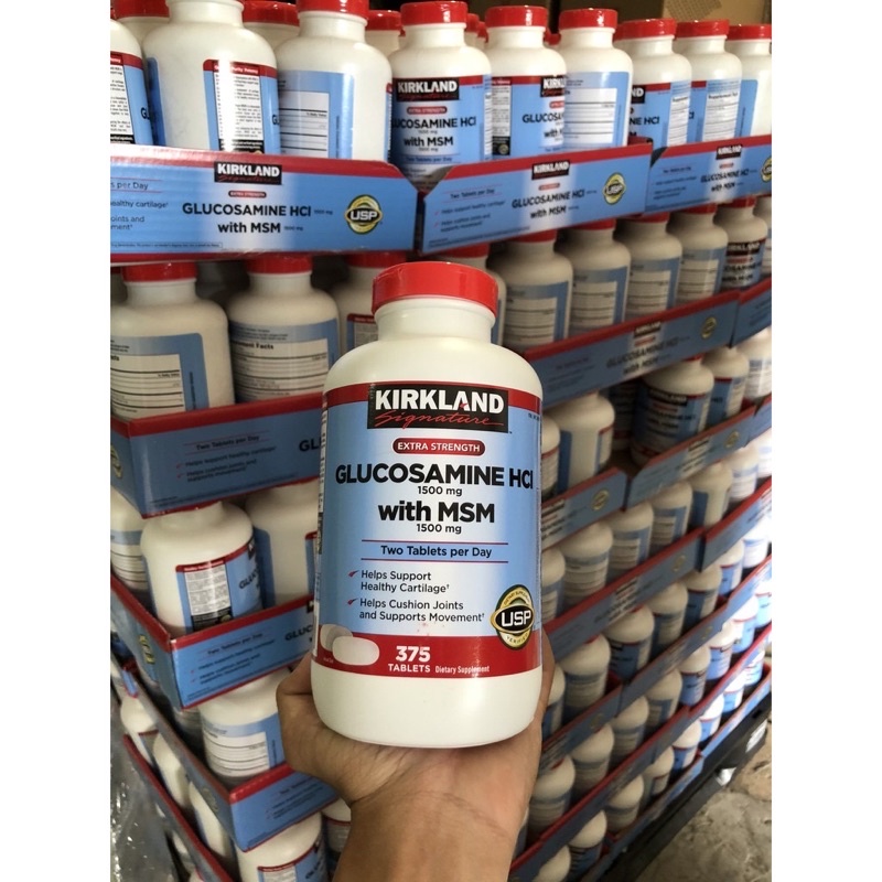 Viên uống Glucosamine HCL 1500mg Kirkland With MSM 1500mg Hộp 375 Viên Date 2024