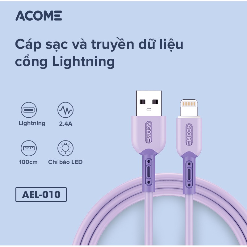 Cáp Sạc Nhanh  ACOME AEL AEC AEM Lightning Type C Micro Tương Thích Với Các Thiết Bị IOS Android