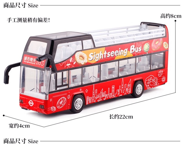 Có sẵn✨✨ Mô Hình Xe Bus 2 Tầng Mui Trần 4 Màu 1618A✨✨ Dài 21 cm ✨✨