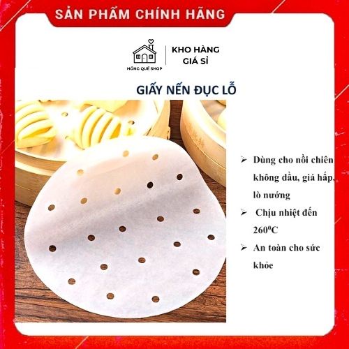 Set 100 Giấy Nến Đục Lỗ Tròn Dùng Cho Nồi Chiên Không Dầu