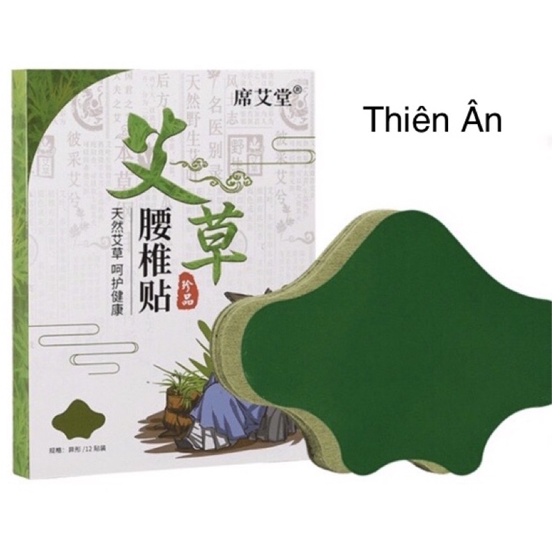 Hộp 12 Miếng Dán Ngải Cứu Lưng, Ngải Cứu Dán Đau Lưng