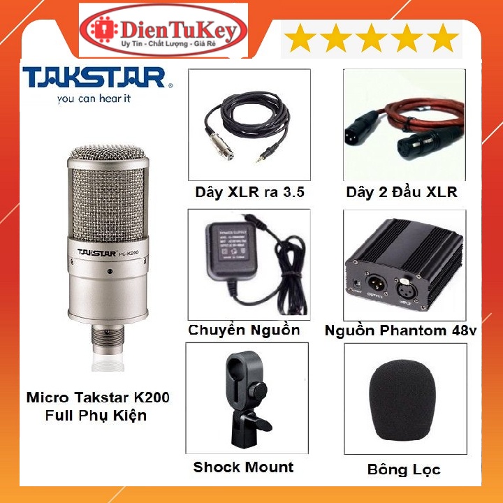 Micro Takstar PC-K200 - hát karaoke, livestream fb, tiktok - thu âm