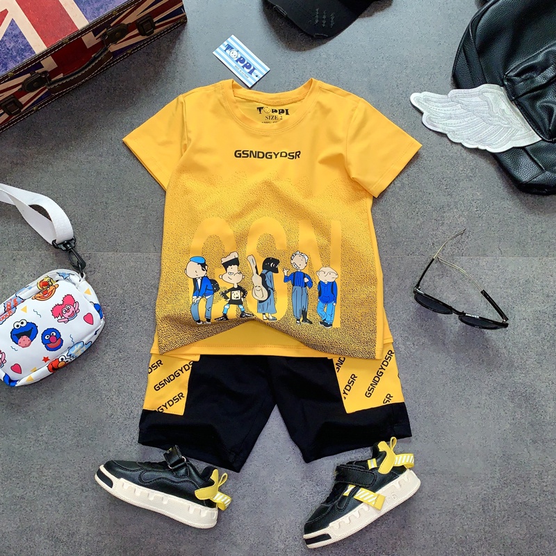 Đồ bộ bé trai  bộ thun bé trai túi hộp hoạt hình cho bé từ 10 đến 65kg