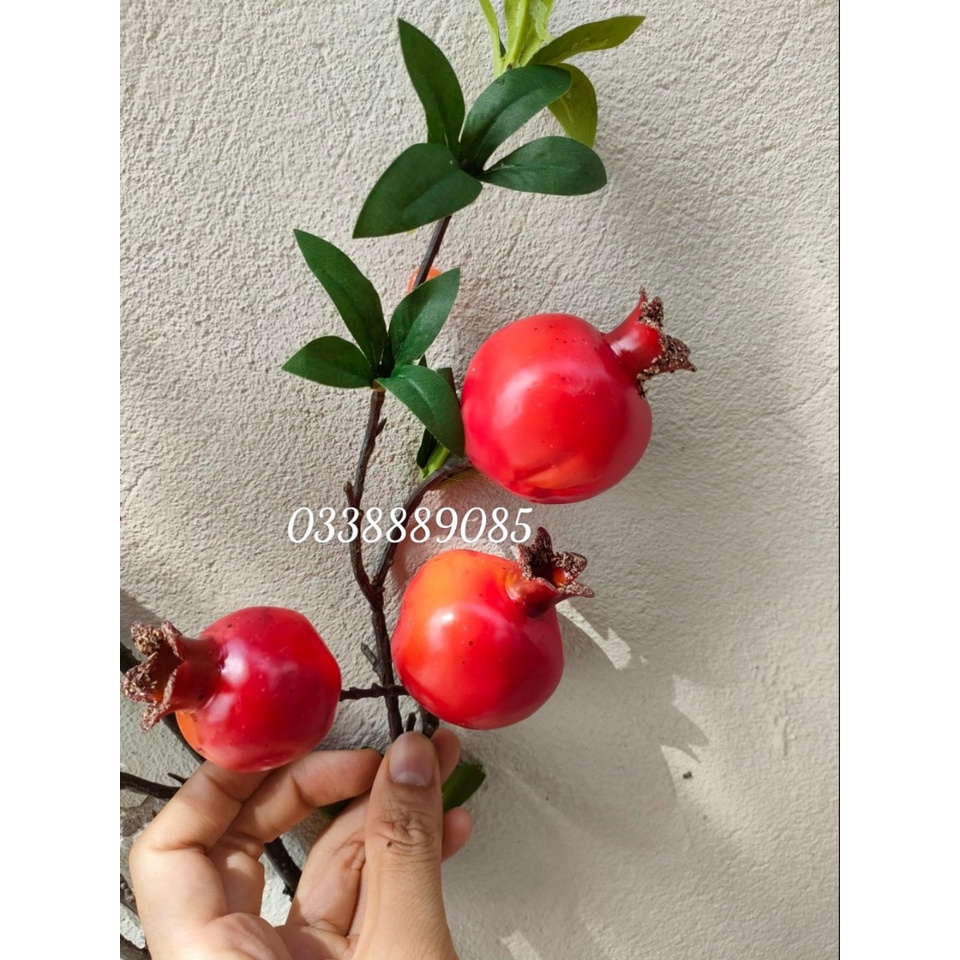 Cành lựu trang trí 9 quả lớn 2 hoa dài 100cm