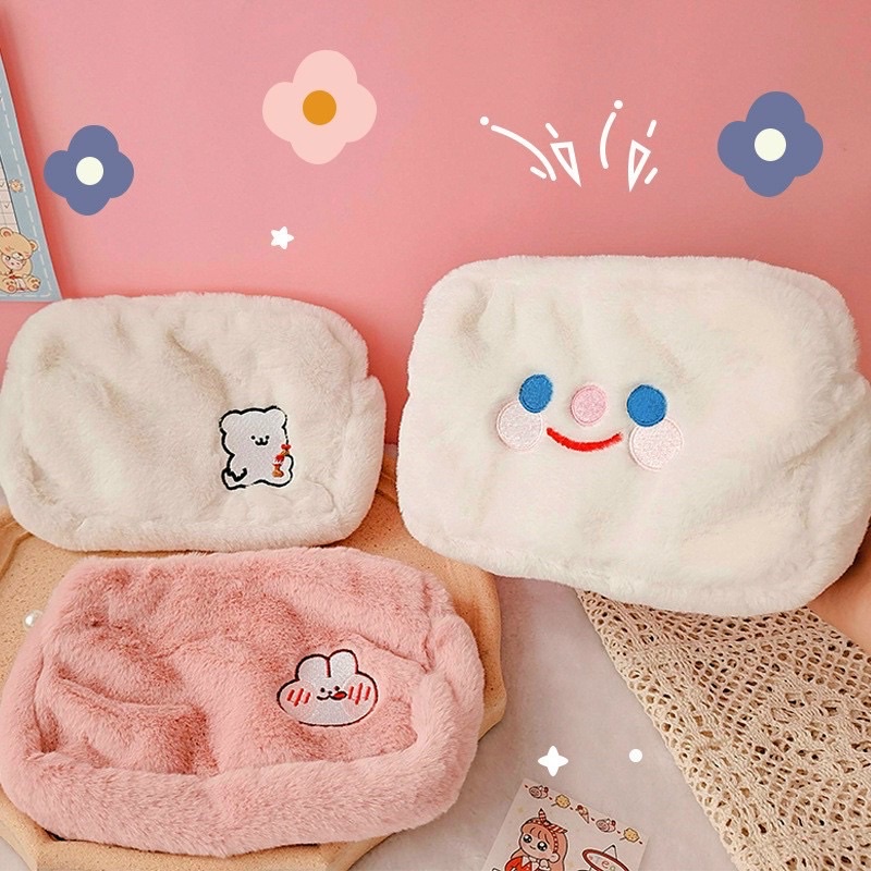 Túi lông đựng bút, đựng mỹ phẩm cute ( shop giao màu ngẫu nhiên )