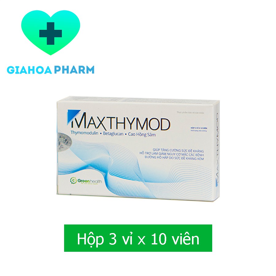 Maxthymod - Viên uống tăng cường sức đề kháng, hỗ trợ làm giảm nguy cơ mắc các bệnh về hô hấp (Hộp 30 viên)
