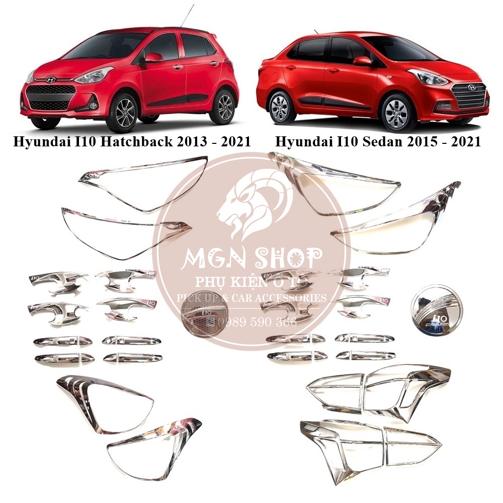Ốp [Hyundai Grand I10] [Hatchback 2013 - 2021] [Sedan 2015 - 2021] [full bộ] [màu bạc]
