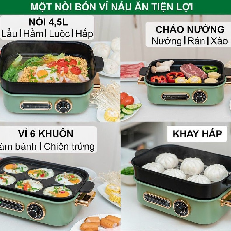 NỒI LẨU NƯỚNG ĐA NĂNG 4 IN 1 SEKA SK86 CÔNG SUẤT 1400W