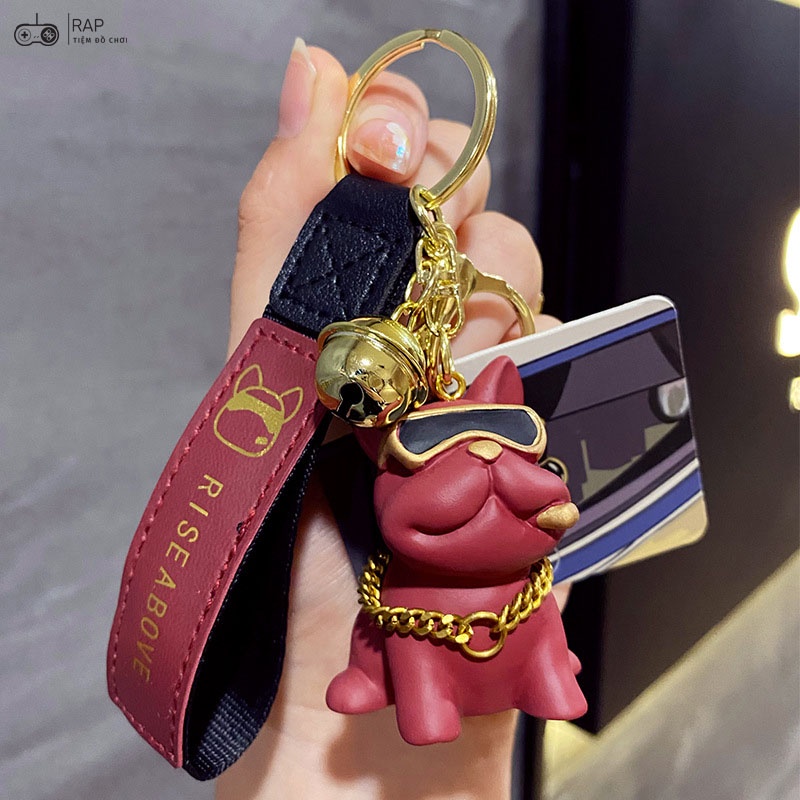 Móc khóa chó Pitbull hút thuốc đeo dây chuyền Ráp ngầu lòi dùng làm quà tặng, móc treo ví balo túi xách điện thoại