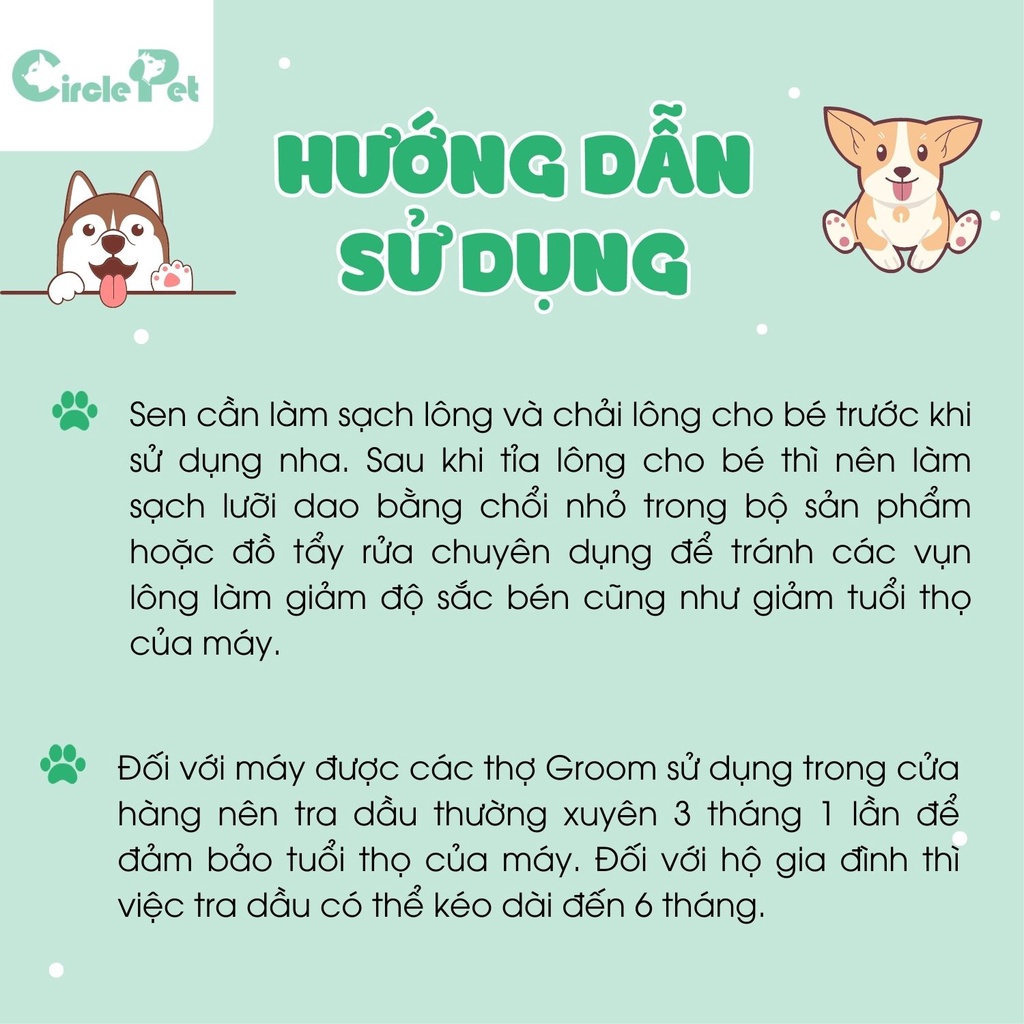 Set Tông Đơ Chó Mèo 630 (4F, 7F, 10) WORLD CLASS Kèm 3 Lưỡi Dễ Thay Lắp Cầm Tay Nhỏ Gọn - Circle Pet