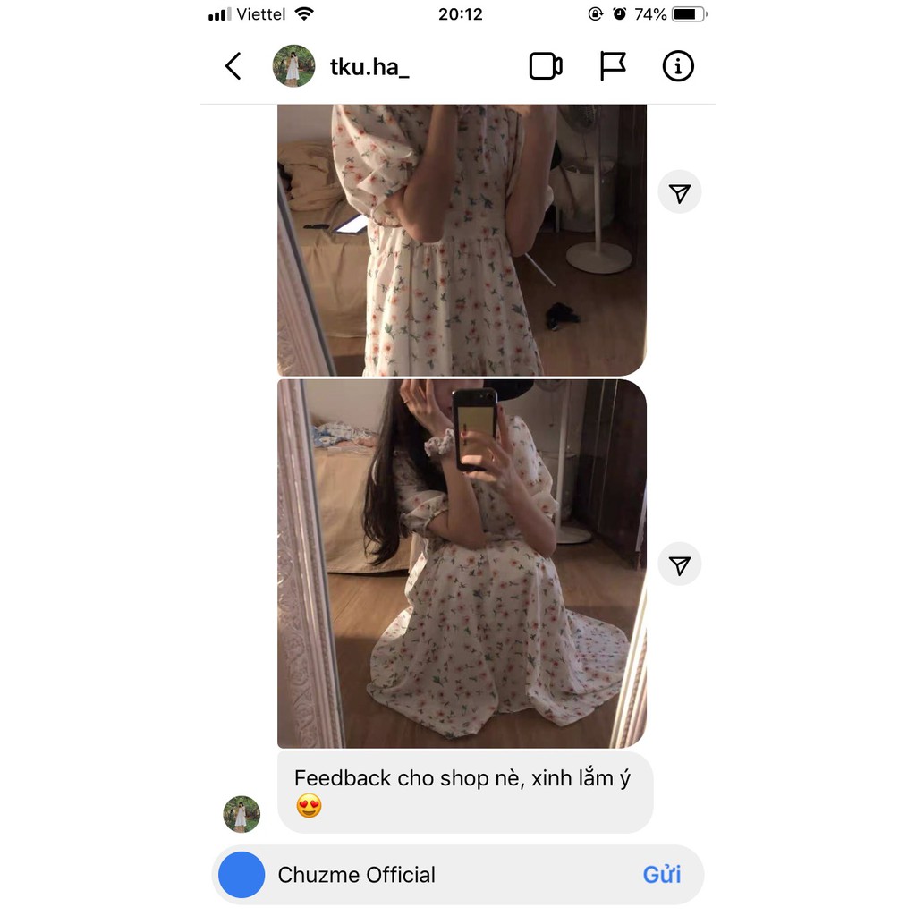 Đầm babydoll hoa nhí dáng dài ulzzang, Váy nữ xoè hoa nhí tay bồng
