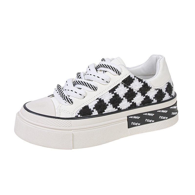Giày thể thao nữ ô vuông kẻ chéo bản 2 dây, giày nữ sneaker đế cao 4cm hottrend 2022