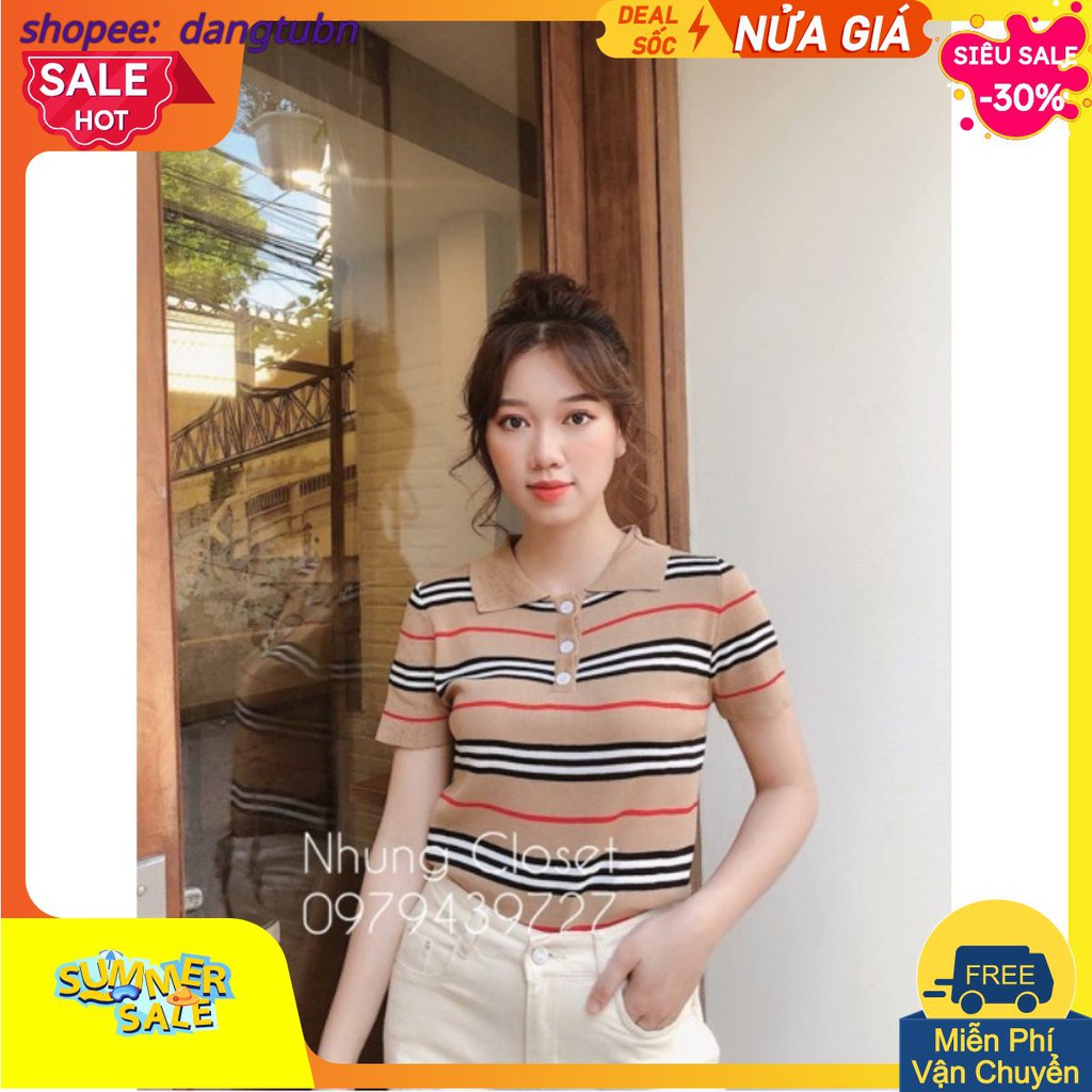 BÁN SỈ ÁO LEN KẺ CỔ ĐỨC 2 MÀU HÀNG QCCC NỮ AN57