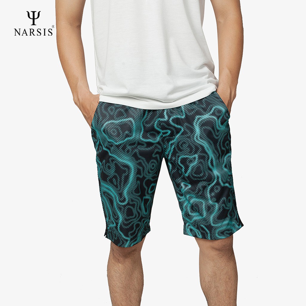 Quần short nam đen xanh cạp chun Narsis S8094