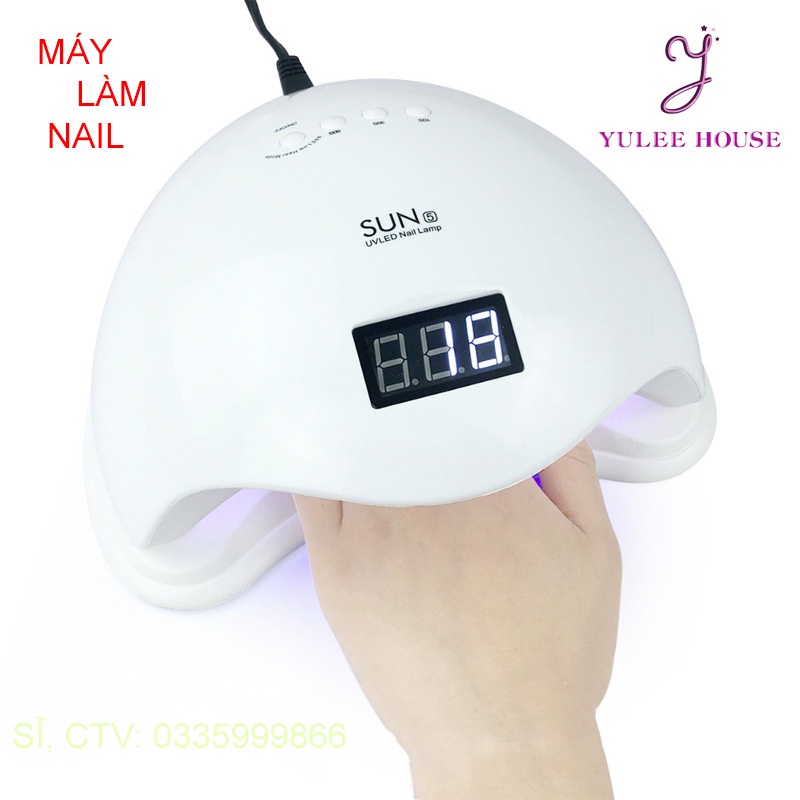MÁY HƠ NAIL GEL - MÁY LÀM KHÔ MÓNG SUN 5 CHÍNH HÃNG 48W/ UV/LED - BH 3 THÁNG