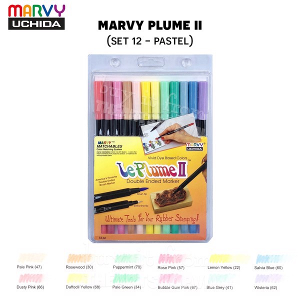 [THEARTSHOP] Bộ bút cọ thư pháp màu nước MARVY Le Plume II Set 6/12 màu Pastel