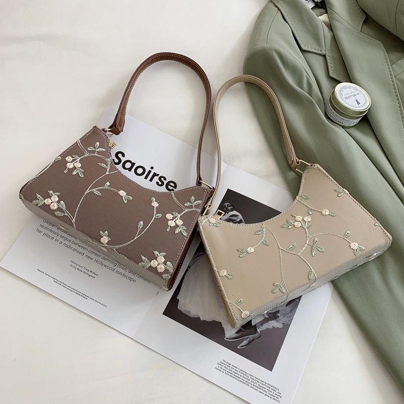 Túi xách nữ kẹp nách dáng thuyền họa tiết thêu hoa phong cách Hàn Quốc hàng Quảng Châu 1999store_official