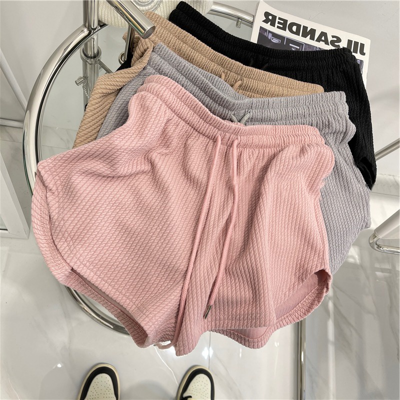 Quần Short Thể Thao Eo Cao Co Giãn Màu Sắc Đơn Giản Cho Nữ