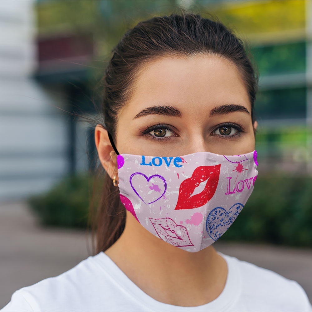 Khẩu trang vải eco mask HEARTS_1682 CARTWELL vải poly cotton 100% ngăn bụi kháng khuẩn 2021 bảo vệ toàn diện