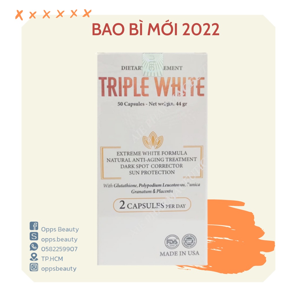 VIÊN UỐNG TRẮNG DA, CHỐNG NẮNG TRIPLE WHITE - VIÊN UỐNG GLUTATHION 1200MG