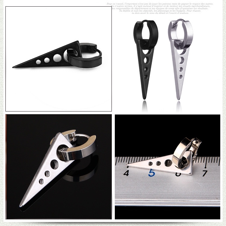 [HỎA TỐC] Bông tai punk hình tam giác nhọn chất liệu titan cao cấp không ảnh hưởng tai SUTUMANsilver