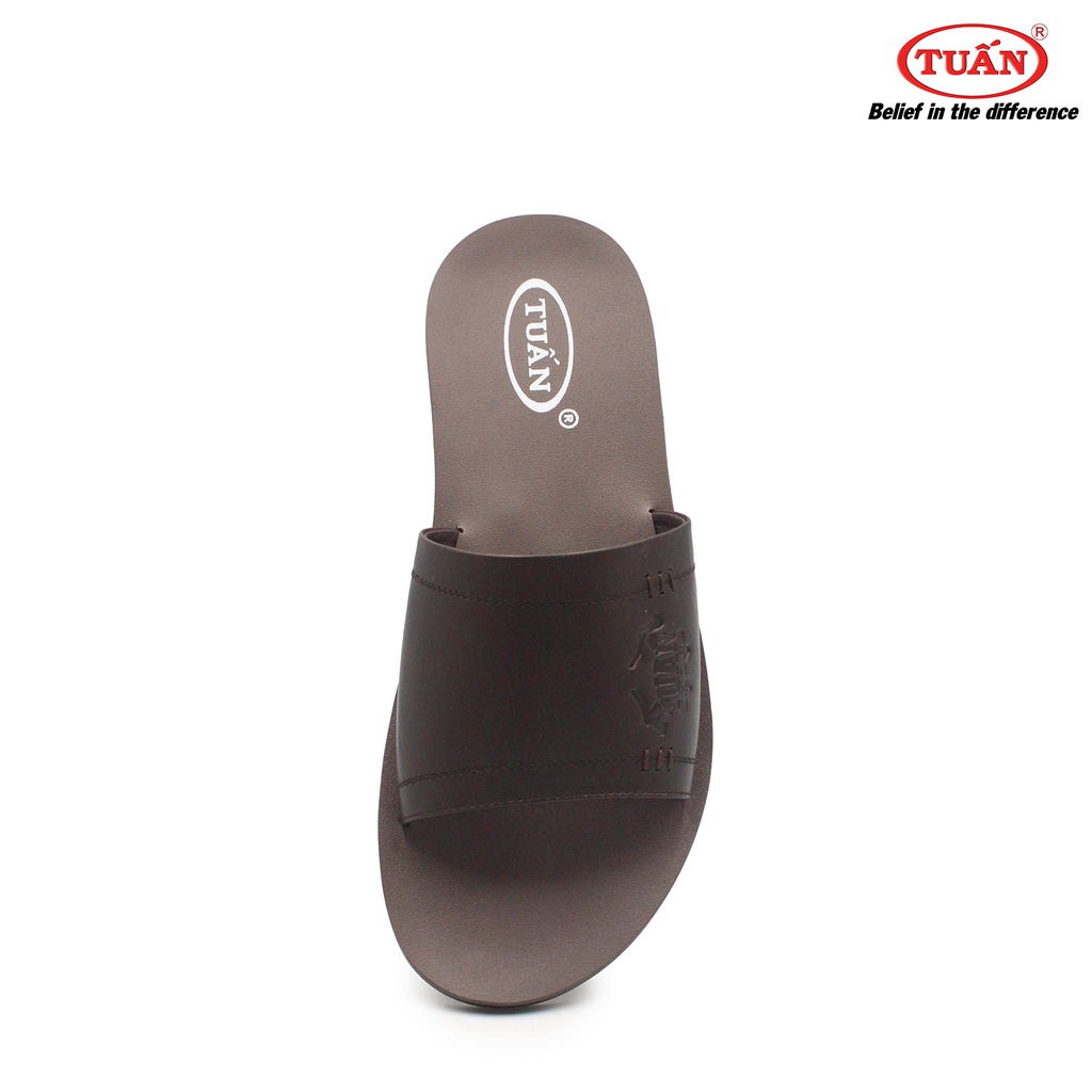Dép da nam dép quai bảng ngang da bò tự nhiên đế cao su thương hiệu Tuấn DXHU-19E