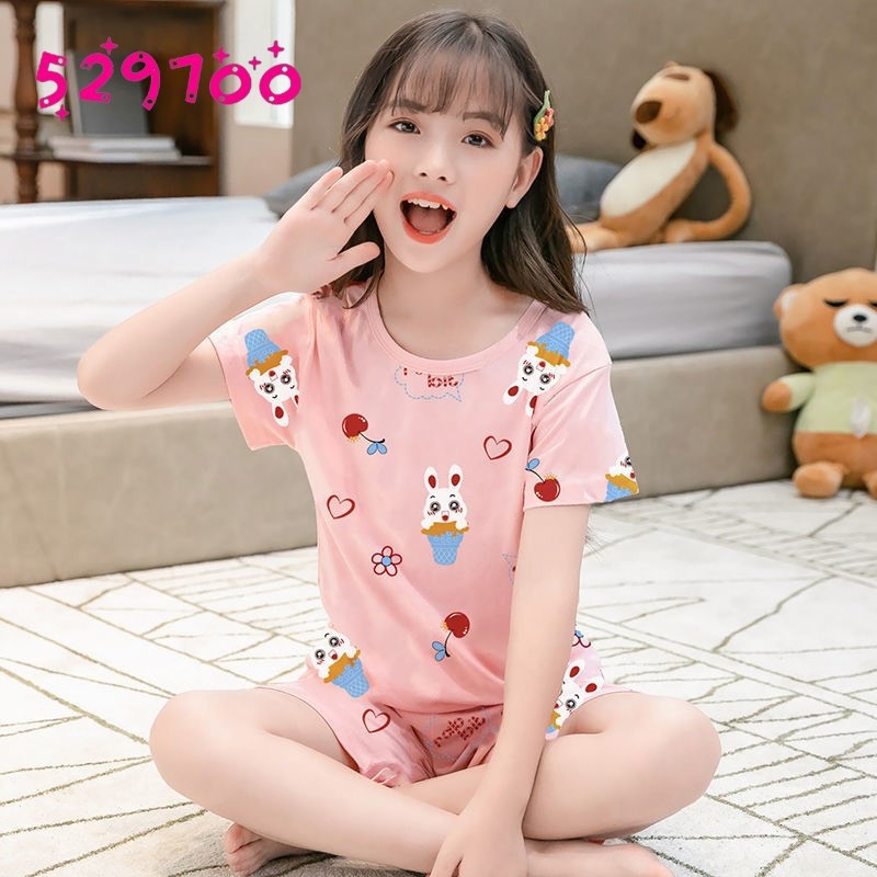 ( QiQi 9-16kg) Bộ quần áo cotton cộc tay QiQi xuất hàn cho bé gái 9-16 kg