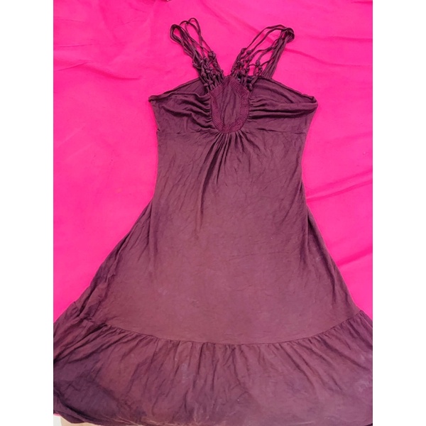 đầm úc hiệu size S màu nâu đậm vintage chất thun