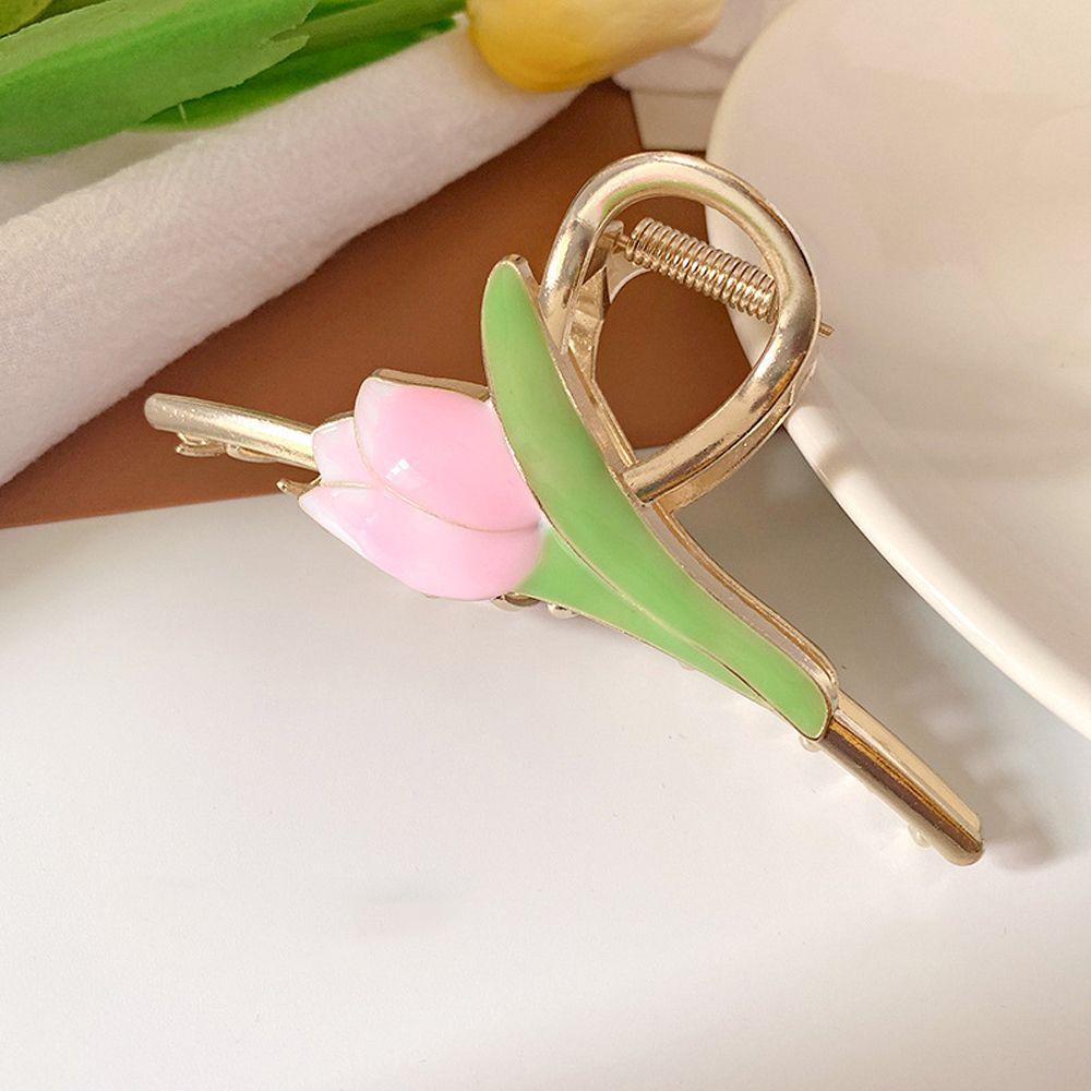 Kẹp Tóc Càng Cua Hình Hoa Tulip Ngọt Ngào Cho Nữ