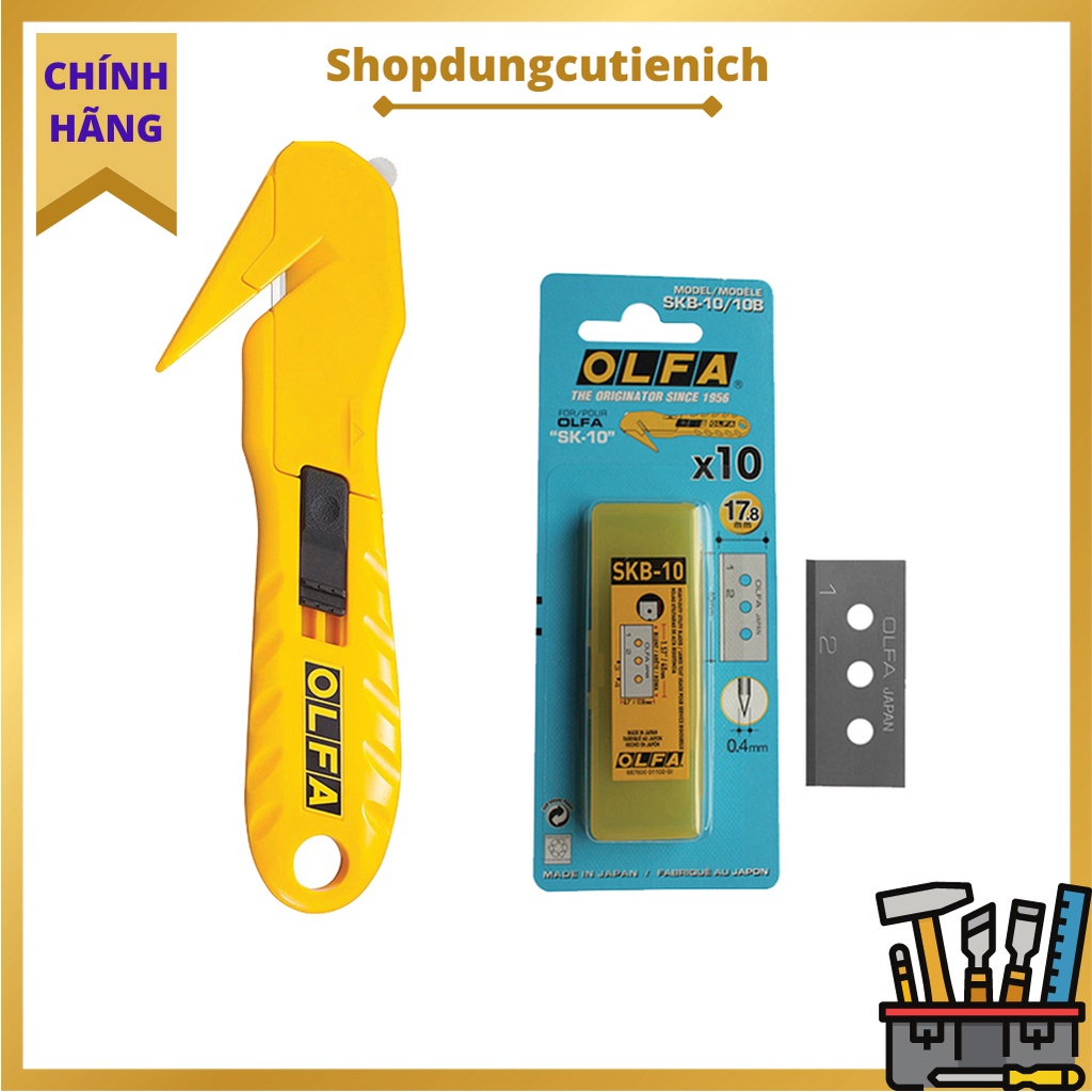 Dao An Toàn SK-10/24 OLFA Và Lưỡi Dao SKB-10/10B Cắt Nilone, Vải Bọc, Dây, Đai Kiện Hàng