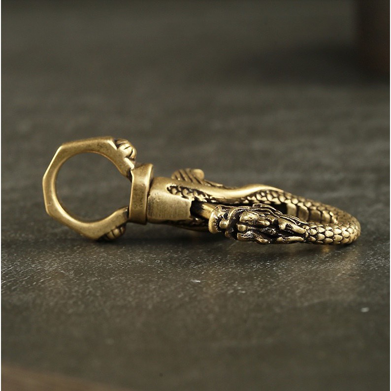 Móc Khoá Phong Thủy, Móc Khoá Thắt Lưng Bằng Đồng Hình Vòi Đầu Rồng