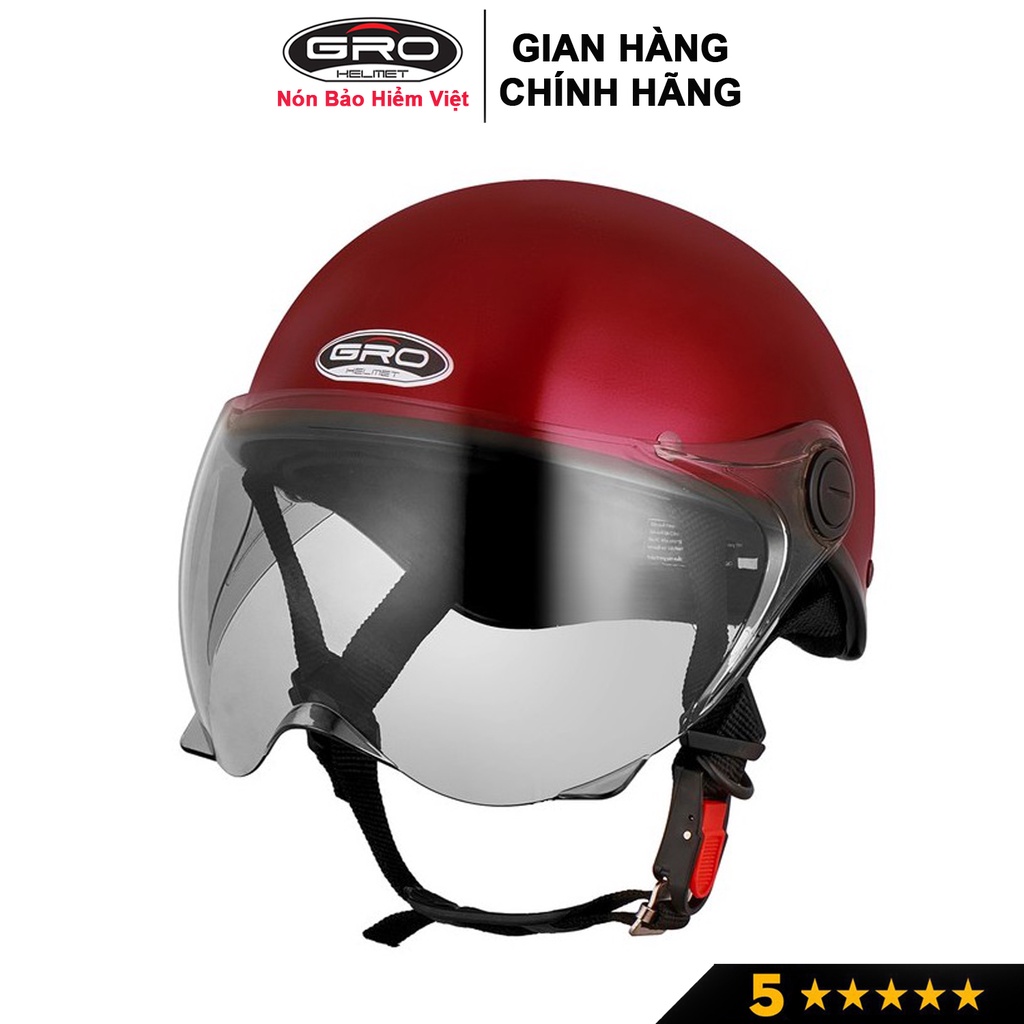 Mũ bảo hiểm nửa đầu GRO Helmet HALY sơn trơn nhiều màu, phù hợp với vòng đầu từ 55-58cm