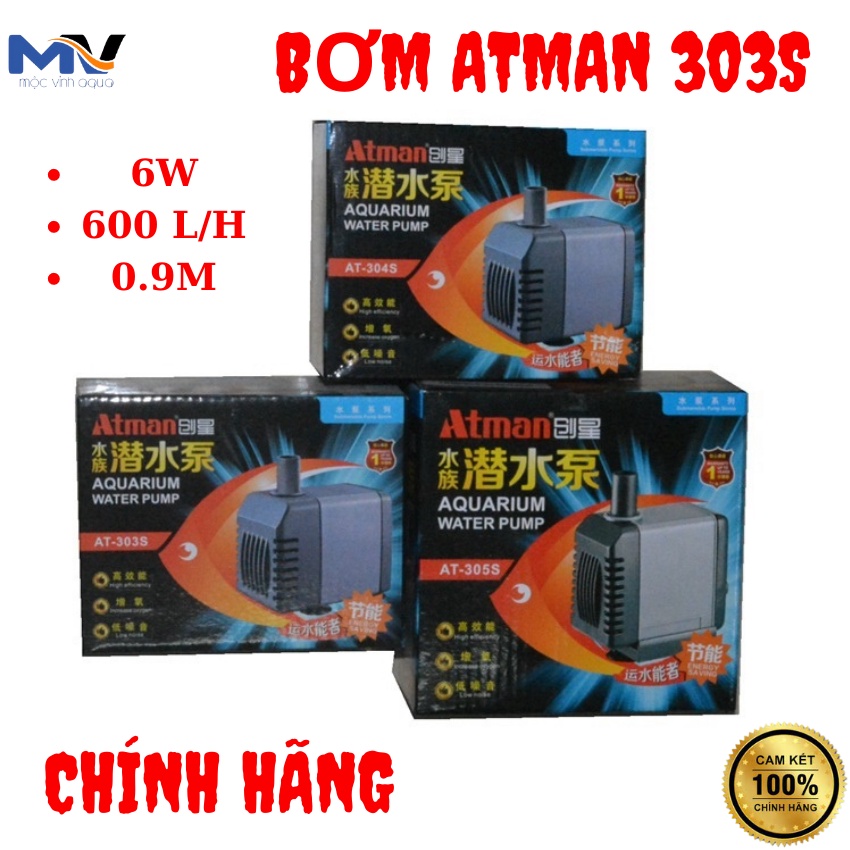MÁY BƠM NƯỚC HỒ CÁ ATMAN AT-303S 6W - 600L/H - 0.9M | CỬA HÀNG CÁ CẢNH VÀ THIẾT BỊ LỌC NƯỚC HỒ CÁ MỘC VINH AQUA