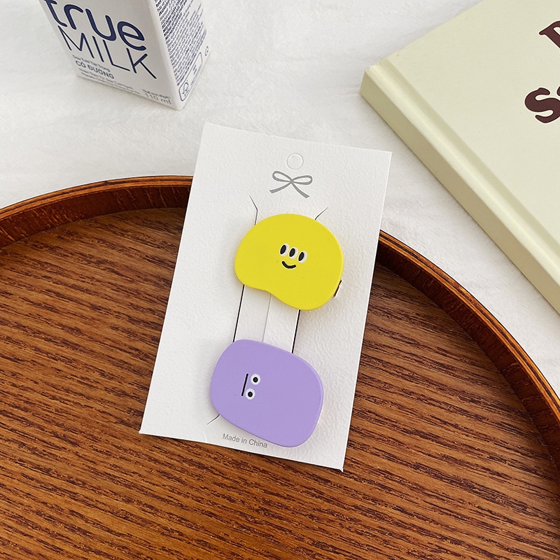 Set 2 kẹp tóc hình mặt cười nhiều màu sắc thời trang cho nữ