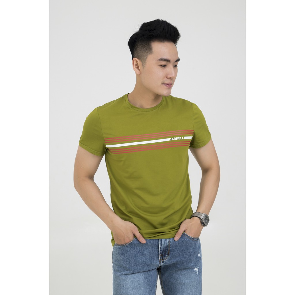 Áo thun nam DARNELL kẻ ngực cổ tròn chất cotton cao cấp mềm mịn thoáng mát trẻ trung DN09