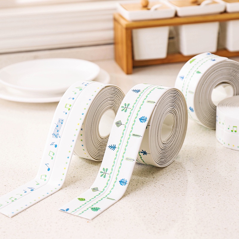 Cuộn 3.2M Băng dính DÁN VIỀN toilet, bồn rửa chén HOA VĂN chống thấm nước PVC