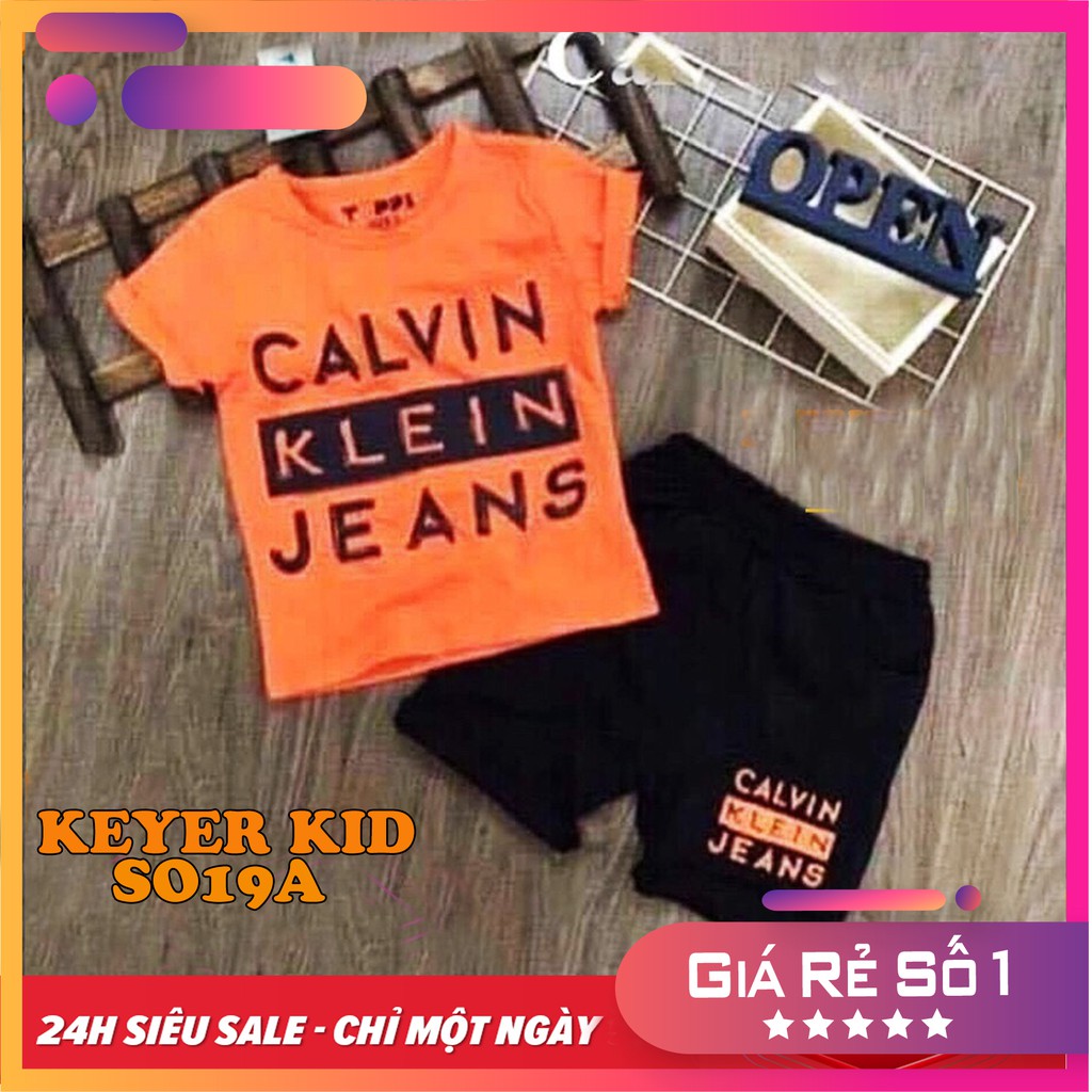 Bộ Thun Cotton Bé Trai, Chữ phông CALVIN, thiết kế thời trang, Chất Vải Không Xù, Không Co Rút_keyer kid