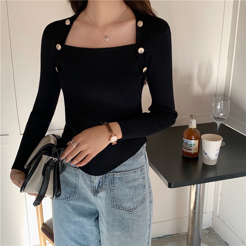 áo len dài tay cổ tam giác m2